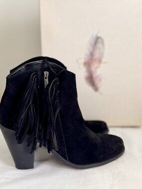 Jessica Simpson Conley Black Split Suede Boots Women's Fashion Ankle Boots